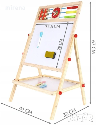 Двустранна дъска за рисуване Kruzzel - Магнитна, със сметало, снимка 7 - Образователни игри - 53145060