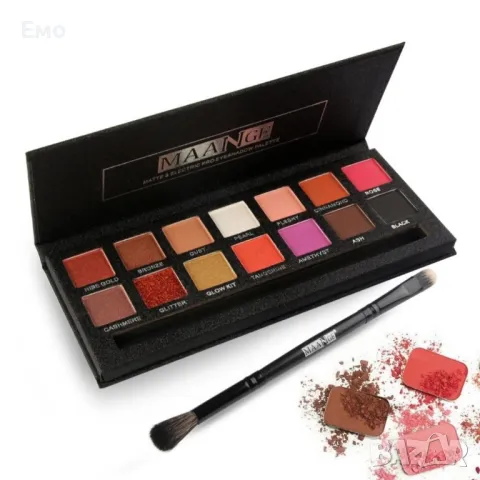 Палитра от 14 Дълготрайни водоустойчиви цвята сенки за очи MAANGE HZS118, снимка 3 - Козметика за лице - 47992587