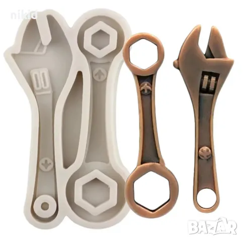 2 бр гаечен ключ инструменти силиконов молд форма за декорация фондан смола ключодържател , снимка 4 - Форми - 36263742