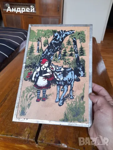 Стара картина Червената Шапчица, снимка 4 - Картини - 49623332