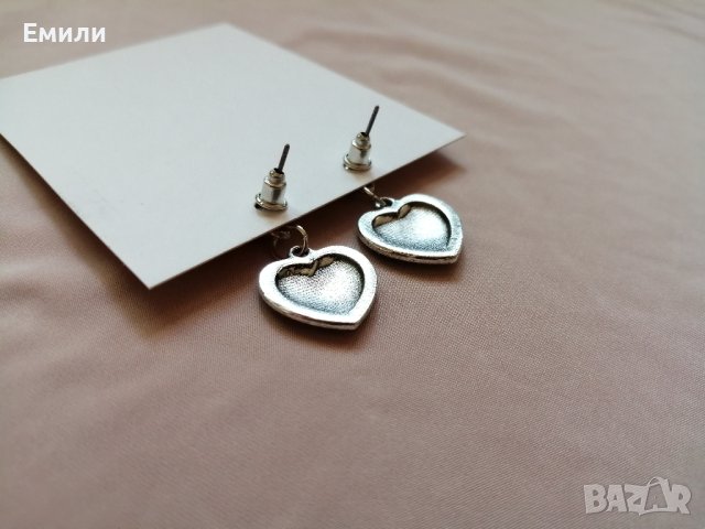 Дамски обеци с висулки сърца в сребрист цвят, снимка 7 - Обеци - 43899778