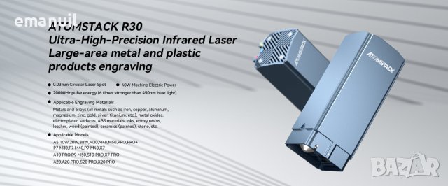 ЛАЗЕРЕН МОДУЛ ATOMSTACK R30 V1 1600лв V2 2000лв Fiber Laser CNC файбър лазер лазерно гравиране, снимка 5 - Други машини и части - 38698631