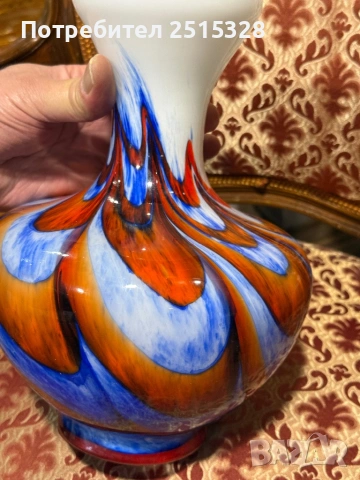 прелестна арт ваза опалиново стъкло Carlo Moretti Murano, снимка 4 - Вази - 53452221