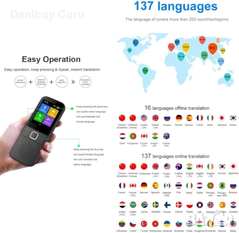 AI Т10 Гласов преводач, 137 езика, устройство за превод, снимка 2 - Друга електроника - 52241190