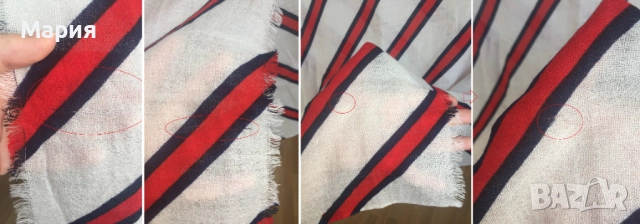 100% Kaшмир Марков Дамски Шал by Malene Birger Милене Биргер Голям Широк Бял Червен Рае, снимка 18 - Шалове - 51869124