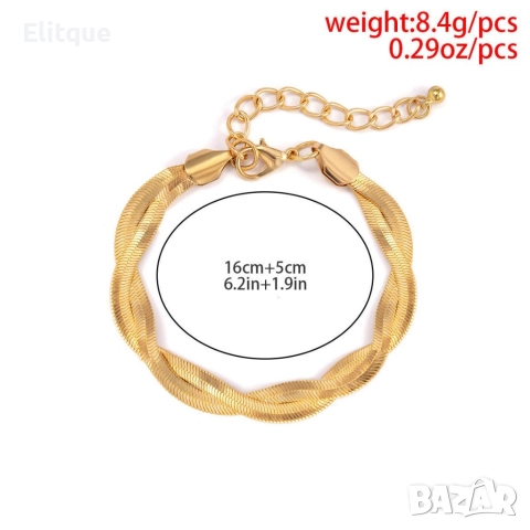 Дамска гривна, усукана плетка с 2 нишки тип рибена кост, снимка 5 - Гривни - 52871101