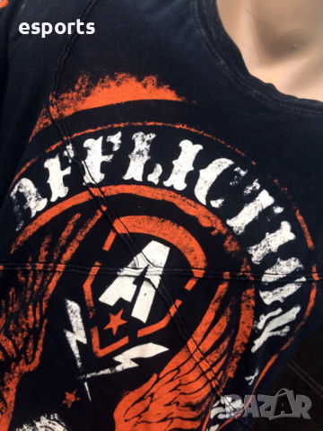 Мъжка тениска AFFLICTION American Customs Garage Built Black Orange S Small, снимка 6 - Тениски - 25982971