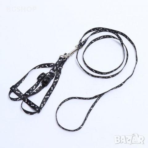 Нагръдник и повод за куче или котка 2 в 1 - Черен, снимка 2 - За кучета - 26292847