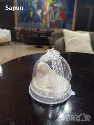 Сапунена птичка  в купол , подарък за гости на сватба, снимка 2 - Декорация - 52566365