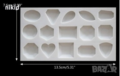 Камъни диаманти геометрични микс силиконов молд форма фондан шоколад смола, снимка 4 - Форми - 33467000