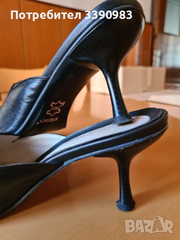 Елегантни дамски чехли Fado с тънък умерено висок ток и метален орнамент , снимка 6 - Дамски елегантни обувки - 44028299