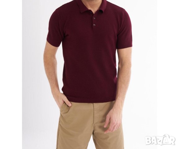 Мъжка блуза с памук в цвят бордо Jimmy Sanders - 3XL