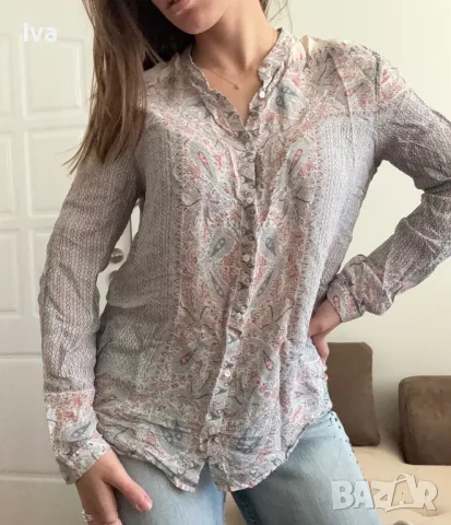 Риза / блуза от естествена коприна от черничева буба Massimo dutti, снимка 4 - Ризи - 50128598