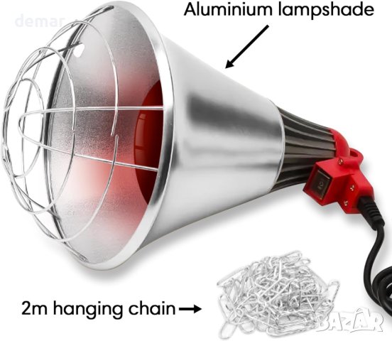 Отоплителна лампа Ledivion за домашни птици с 250 W инфрачервена топлинна крушка, снимка 2 - Лед осветление - 43611376