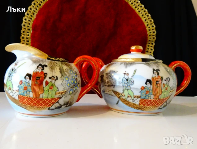 Захарница японски порцелан Sаtsuma,злато. , снимка 9 - Антикварни и старинни предмети - 51239997