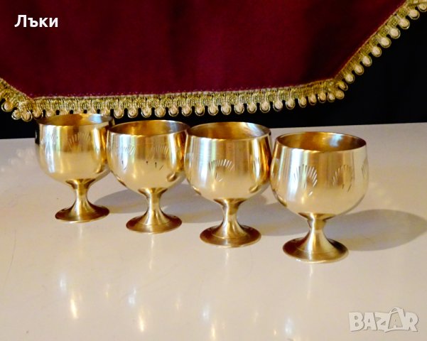 Английски бронзови чаши,шот,гравирани. , снимка 4 - Антикварни и старинни предмети - 33517031