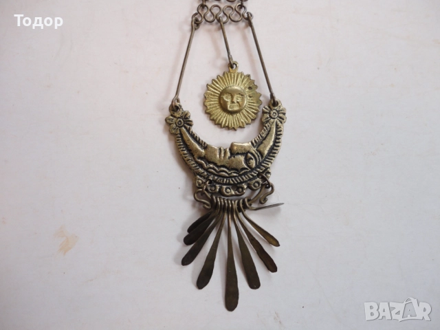 Уникално перуанско колие слънце и луна Tumi, снимка 3 - Колиета, медальони, синджири - 52664762