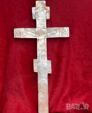 Голям божигробски седефен кръст от 19-ти в., снимка 3 - Антикварни и старинни предмети - 39863891