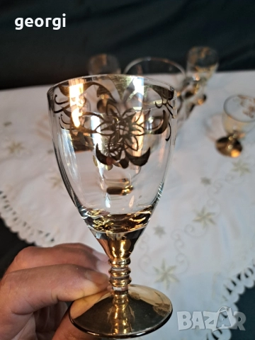 български луксозен сервиз за вино с позлата 27/5, снимка 3 - Сервизи - 51780820