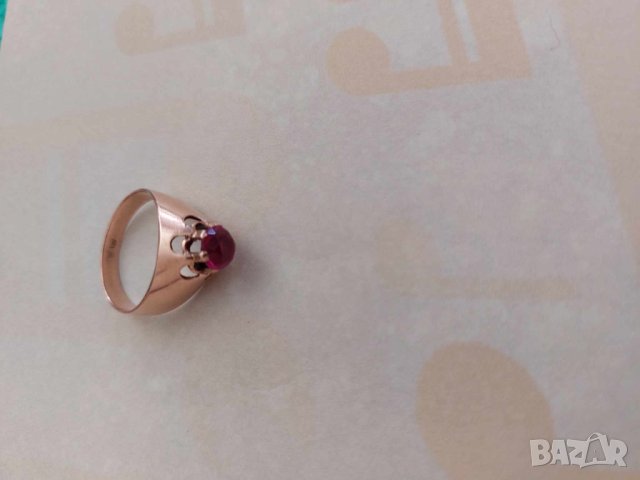 Руски златен пръстен с рубин, снимка 8 - Пръстени - 43453543