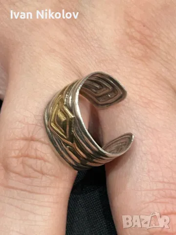 Дамски пръстен, сребро и злато 750 проба, снимка 4 - Пръстени - 50247073