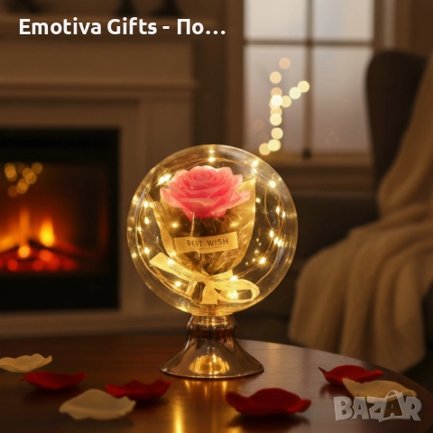 Лампа с роза и мека LED светлина , снимка 3 - Подаръци за жени - 52837194