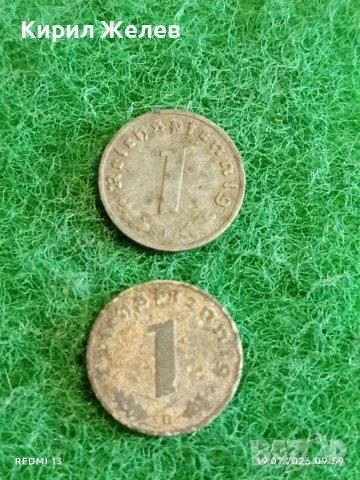 Две монети 1 райхсфенинг 1940г. Трети Райх Германия с свастика 53346