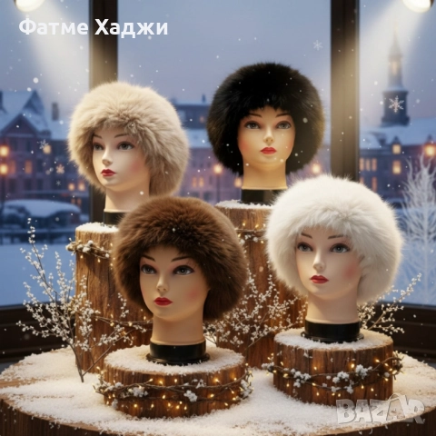 Дамски пухкави зимни шапки