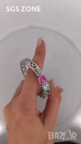 СРЕБЪРНА ГРИВНА ОТ ТАЙЛАНД С ЕСТЕСТВЕН ТОПАЗ И РОДИЕВО ПОКРИТИЕ, снимка 10 - Гривни - 52457983