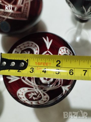 Кристални чаши с графа цветен червен кристал , снимка 3 - Колекции - 44018929