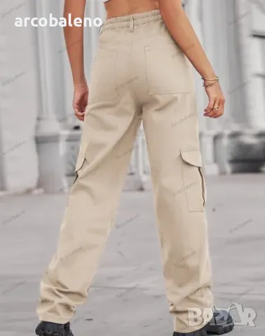 Дамски едноцветни ежедневни извънгабаритни хипстърски карго панталони, 5цвята , снимка 18 - Панталони - 47771967