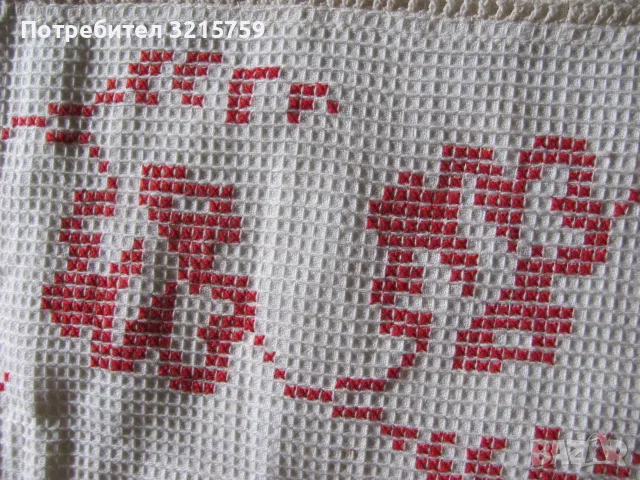 Стара кърпа,ръчна бродерия и ръчно плетена дантела, снимка 6 - Антикварни и старинни предмети - 48929472