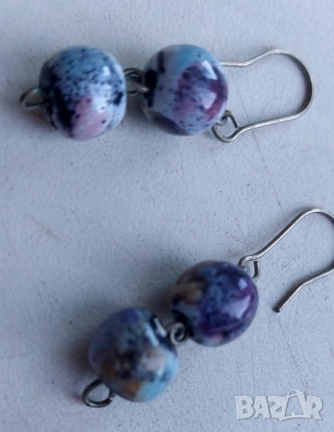 Обеци от многоцветен морски яспис, снимка 2 - Обеци - 51756720