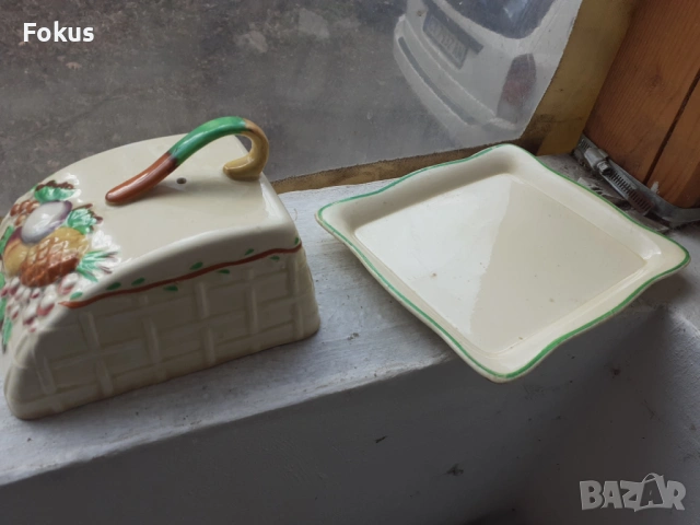 Порцеланов съд за масло Staffordshire England порцелан, снимка 4 - Антикварни и старинни предмети - 53436209