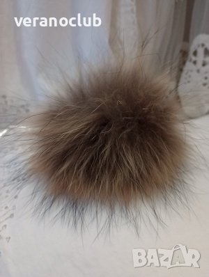 Прошарен Помпон Естествен косъм за шапка, снимка 5 - Шапки - 44132872