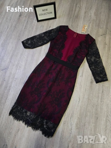 Нова рокля с дантела в цвят - розов и бордо, снимка 2 - Рокли - 53305318