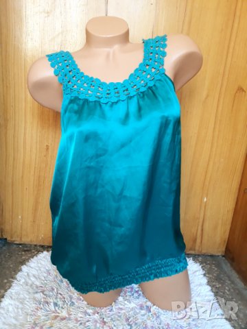 Тюркоазен потник топ от сатен М, снимка 1