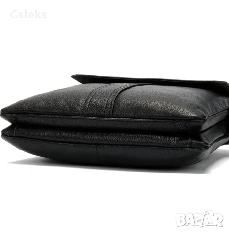 Луксозна, Слим” Кожена мъжка чанта с кръстна инкрустация в Черно и бяло!, снимка 10 - Чанти - 50647973