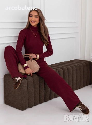 Дамски комплект от две части от блуза с поло яка и широки панталони Kimbree, 4цвята , снимка 15 - Комплекти - 52250902