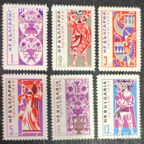 България, 1966 г. - пълна серия чисти марки, фолклор, 5*5
