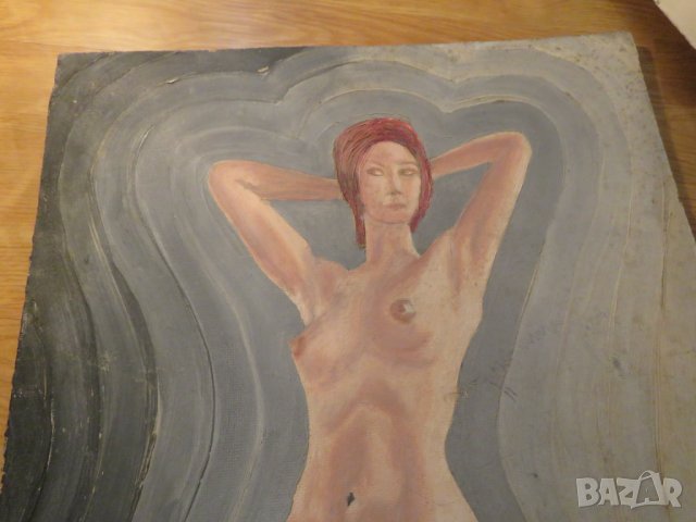 картина, еротика голяма стара картина Красотата на едно женско тяло - на поне 60 г.- 18+ , снимка 3 - Антикварни и старинни предмети - 26761665