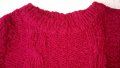 Плетен детски пуловер с дължина 46см за момиченце винено червен, снимка 1