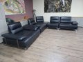 Черен кожен ъглов диван и фотьойл Artemis с електрически облегалки, снимка 8