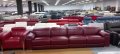 Голям червен кожен диван с електрически релакс механизъм "Laurence", снимка 1 - Дивани и мека мебел - 40282832