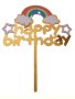 Happy Birthday дъга с облаци твърд Акрил топер за торта украса рожден ден, снимка 1 - Други - 44072122