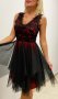 Нова италианска рокля в черно и червено, тюл и дантела М, снимка 1 - Рокли - 43601366