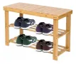 4410 Пейка с рафтове за обувки светло дърво Бамбукова, снимка 1