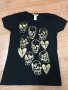 Тениска H&M със златни сърца и черепчета, снимка 3