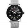 Мъжки часовник 036, сребрист, с дата, метален, снимка 1 - Мъжки - 28186278