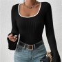 модерна блузка в черно, снимка 1 - Блузи с дълъг ръкав и пуловери - 43089224